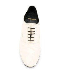hellbeige Leder Oxford Schuhe von Saint Laurent