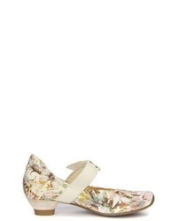 hellbeige Leder Pumps mit Blumenmuster von Think!