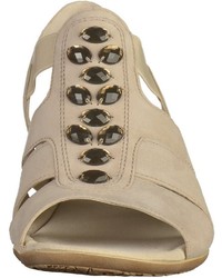 hellbeige Leder Sandaletten von Gabor