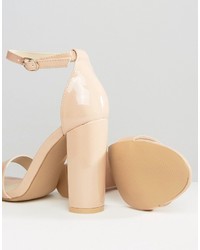 hellbeige Leder Sandaletten von Glamorous