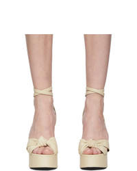 hellbeige Leder Sandaletten von Saint Laurent