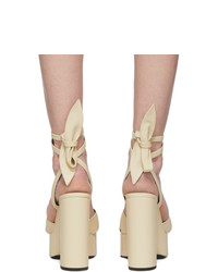 hellbeige Leder Sandaletten von Saint Laurent