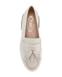 hellbeige Leder Slipper mit Quasten von Tod's