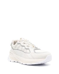 hellbeige Leder Sportschuhe von Moncler