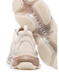 hellbeige Leder Sportschuhe von Balenciaga