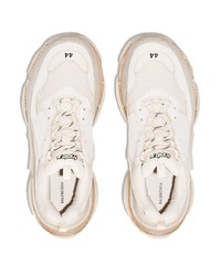 hellbeige Leder Sportschuhe von Balenciaga