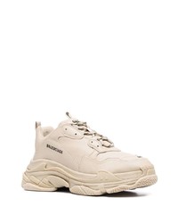 hellbeige Leder Sportschuhe von Balenciaga