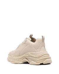 hellbeige Leder Sportschuhe von Balenciaga