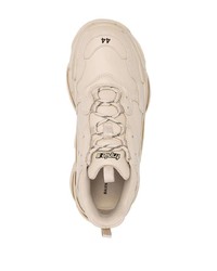 hellbeige Leder Sportschuhe von Balenciaga