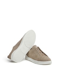 hellbeige Leder Sportschuhe von Zegna