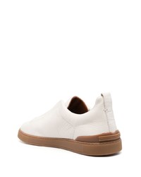 hellbeige Leder Sportschuhe von Zegna