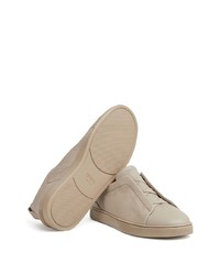 hellbeige Leder Sportschuhe von Zegna