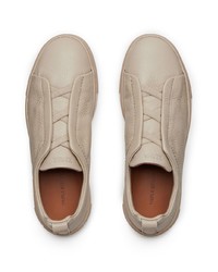 hellbeige Leder Sportschuhe von Zegna