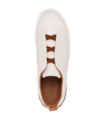 hellbeige Leder Sportschuhe von Zegna