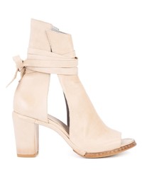 hellbeige Leder Stiefeletten mit Ausschnitten von Measponte