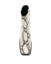 hellbeige Leder Stiefeletten mit Schlangenmuster von Acne Studios