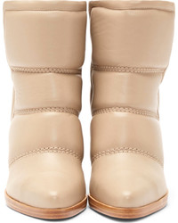 hellbeige Leder Stiefeletten von Chloé