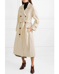 hellbeige Leder Trenchcoat von Rejina Pyo