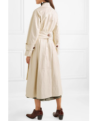 hellbeige Leder Trenchcoat von Rejina Pyo