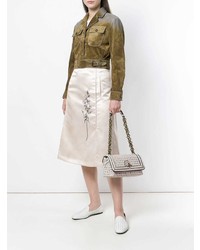 hellbeige Leder Umhängetasche mit Karomuster von Bottega Veneta