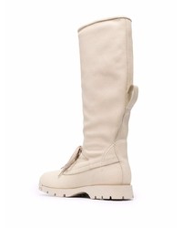 hellbeige Lederarbeitsstiefel von Jil Sander