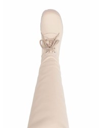 hellbeige Lederarbeitsstiefel von Jil Sander