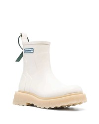 hellbeige Lederfreizeitstiefel von Off-White