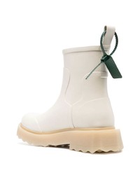 hellbeige Lederfreizeitstiefel von Off-White