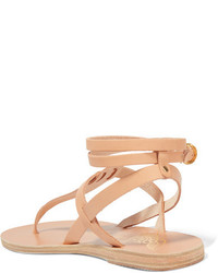 hellbeige Ledersandalen mit Schlangenmuster von Ancient Greek Sandals