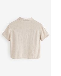 hellbeige Leinen Kurzarmhemd von next