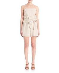 hellbeige Leinen kurzer Jumpsuit