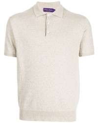 hellbeige Leinen Polohemd von Ralph Lauren Purple Label