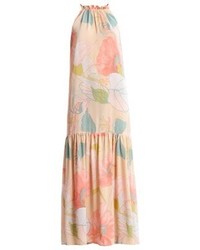 hellbeige Maxikleid mit Blumenmuster von Soft Rebels