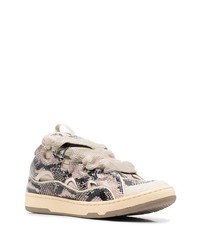 hellbeige niedrige Sneakers mit Schlangenmuster von Lanvin