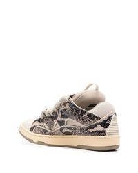 hellbeige niedrige Sneakers mit Schlangenmuster von Lanvin