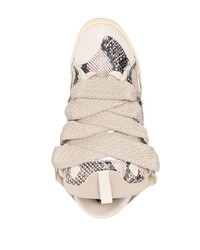 hellbeige niedrige Sneakers mit Schlangenmuster von Lanvin