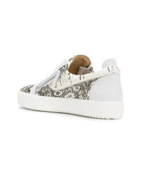 hellbeige niedrige Sneakers mit Schlangenmuster von Giuseppe Zanotti Design