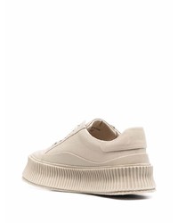 hellbeige niedrige Sneakers von Jil Sander