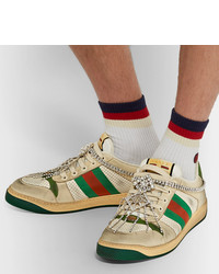 hellbeige niedrige Sneakers von Gucci