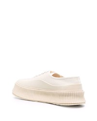 hellbeige niedrige Sneakers von Jil Sander