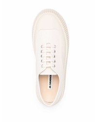 hellbeige niedrige Sneakers von Jil Sander