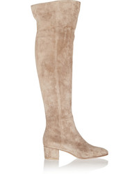 hellbeige Overknee Stiefel aus Wildleder von Gianvito Rossi