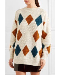 hellbeige Oversize Pullover mit Argyle-Muster von Isabel Marant Etoile