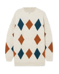 hellbeige Oversize Pullover mit Argyle-Muster von Isabel Marant Etoile