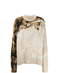 hellbeige Mit Batikmuster Oversize Pullover