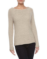 hellbeige Oversize Pullover mit Reliefmuster