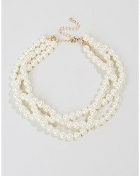 hellbeige Perlenkette von Asos