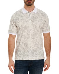 hellbeige Polohemd mit Paisley-Muster