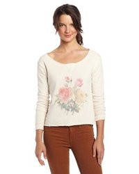 hellbeige Pullover mit Blumenmuster