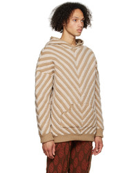 hellbeige Pullover mit einem Kapuze mit Chevron-Muster von Isa Boulder